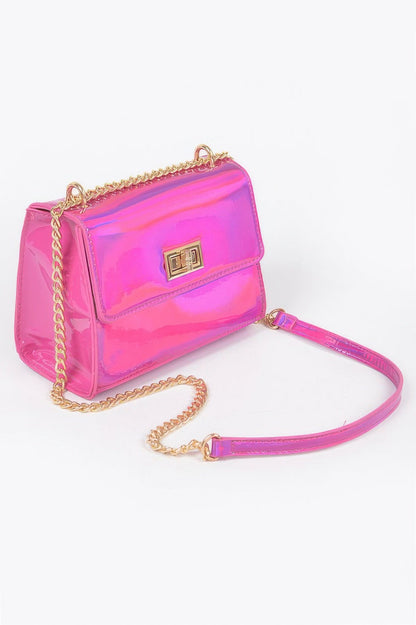 Mirror Metallic Flap Crossbody Bag
