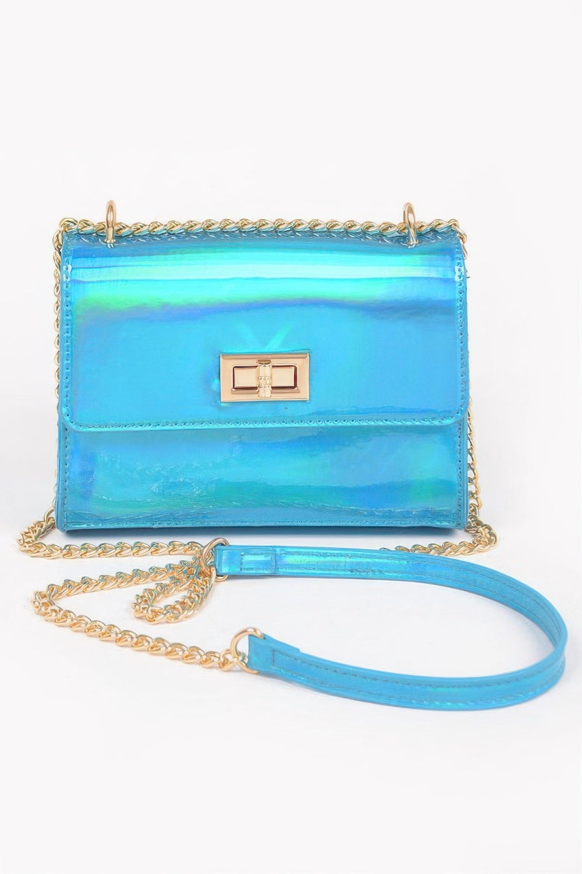 Mirror Metallic Flap Crossbody Bag
