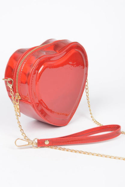 Heart Shape Mirror Metallic Crossbody Bag