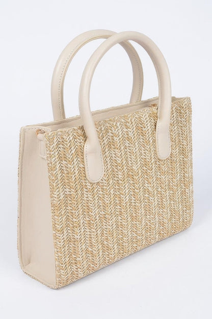 Vegan Faux Straw Mini Tote Bag