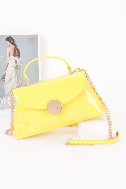 Patent Faux Leather Top Handle Bag