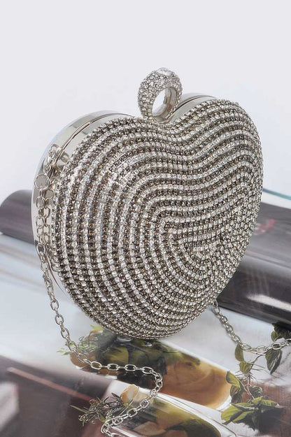 Rhinestone Heart Shape Party Clutch