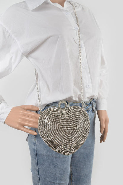 Rhinestone Heart Shape Party Clutch
