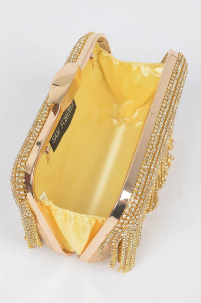Rhinestone Fringe Hard Clutch