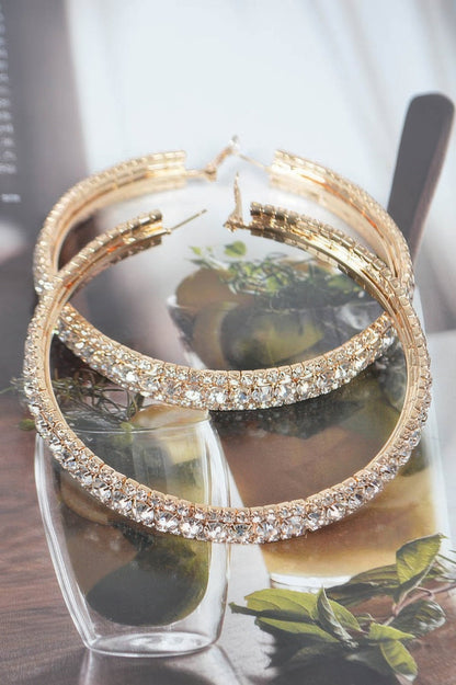 Multi Rhinestone 80mm Hoop Earrings