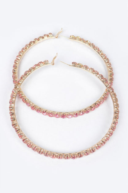 Upside Down Multi Rhinestone Hoop Earring