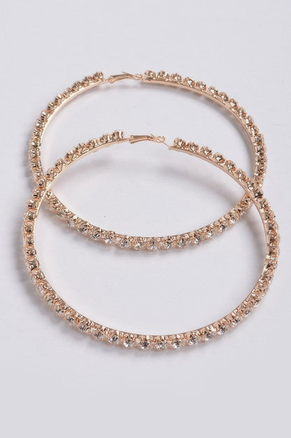 Upside Down Multi Rhinestone Hoop Earring