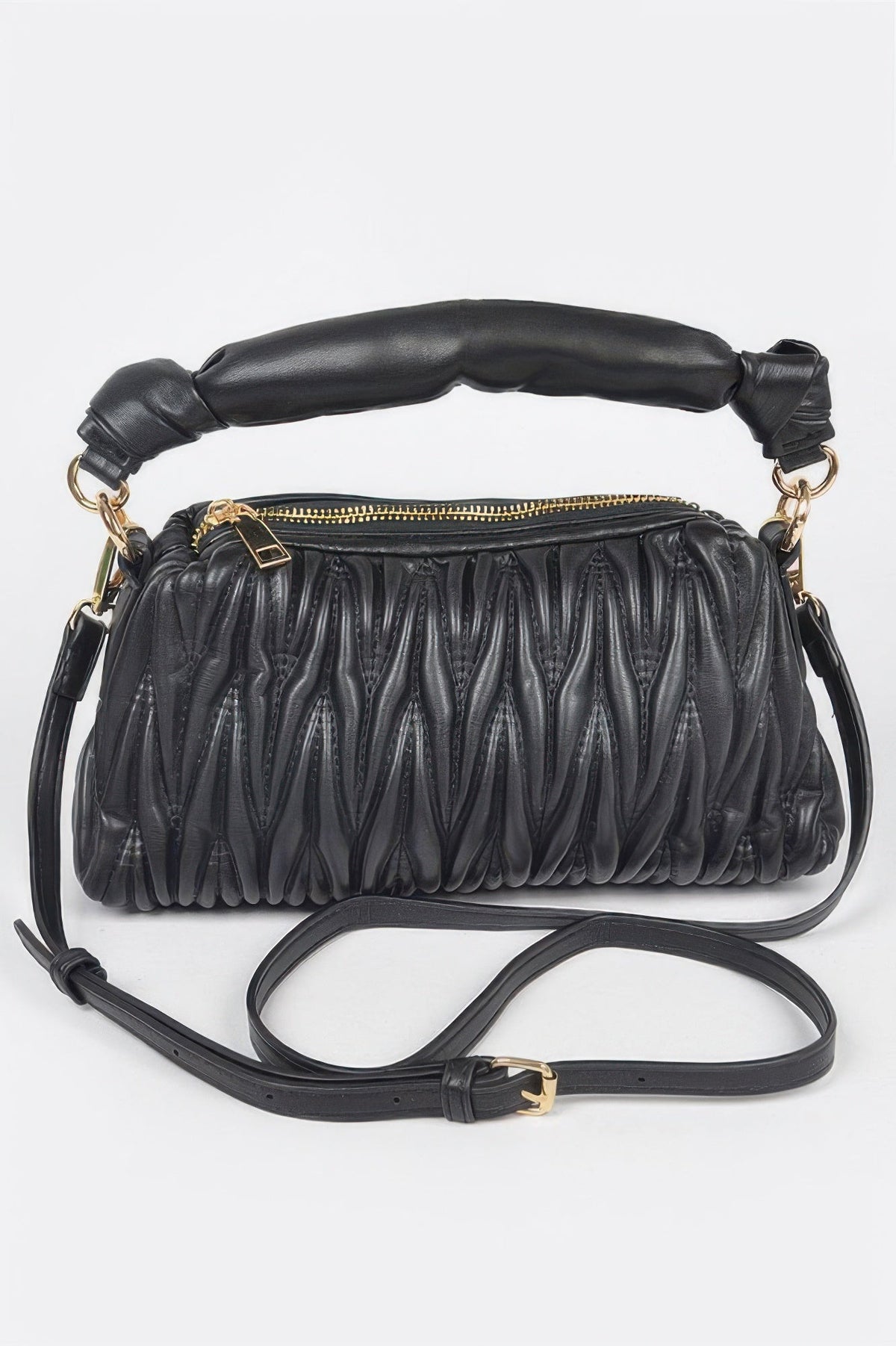 Quilted Faux Leather Top Handle Bag