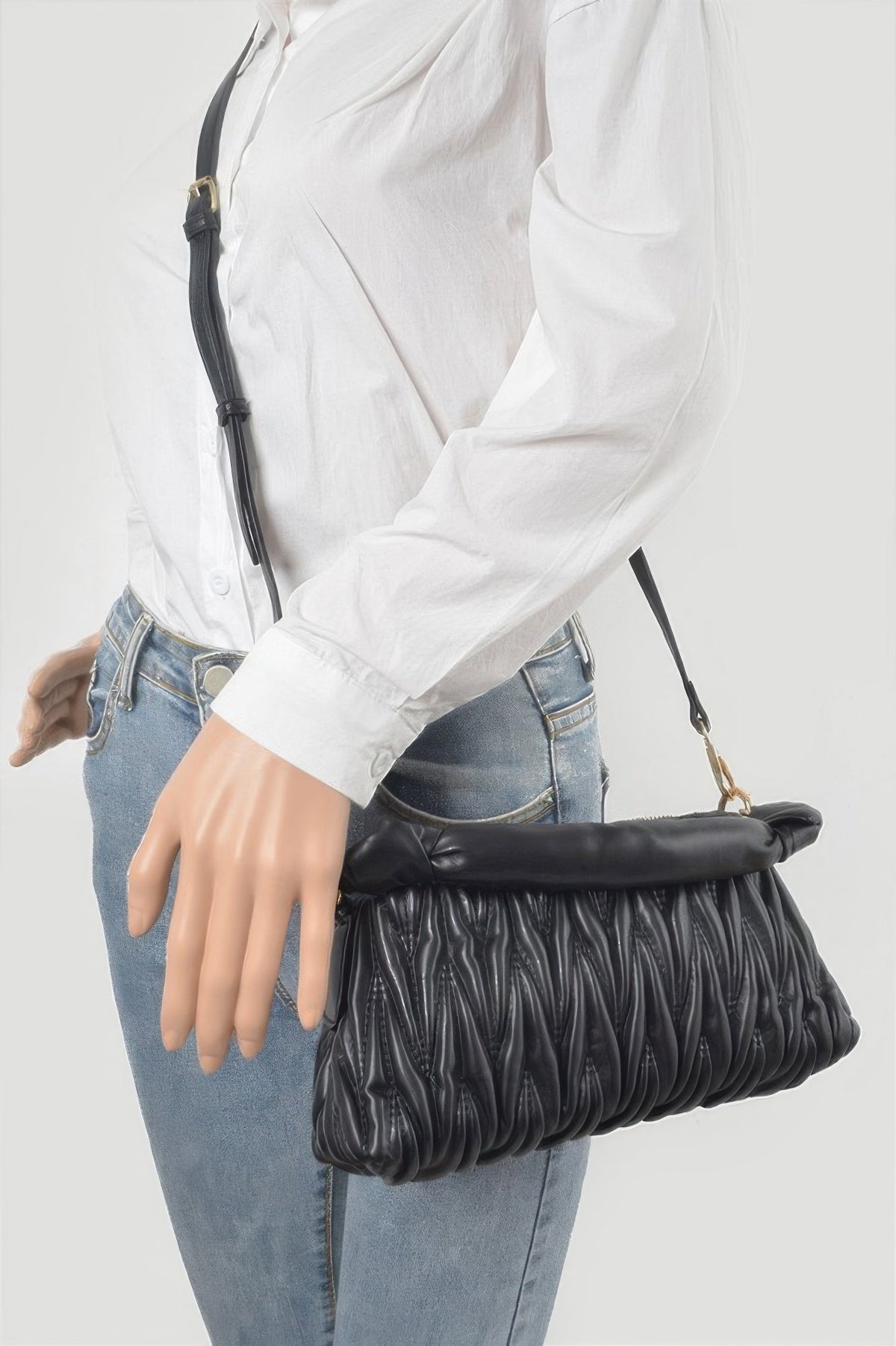 Quilted Faux Leather Top Handle Bag