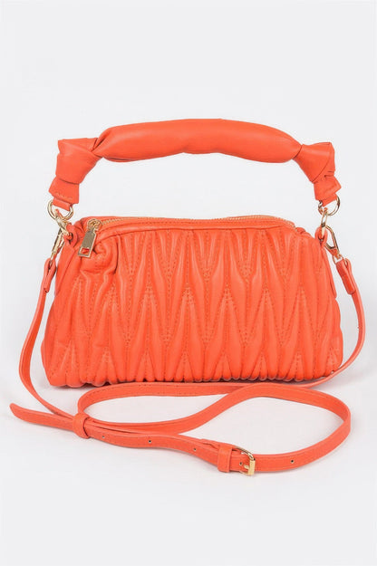 Quilted Faux Leather Top Handle Bag