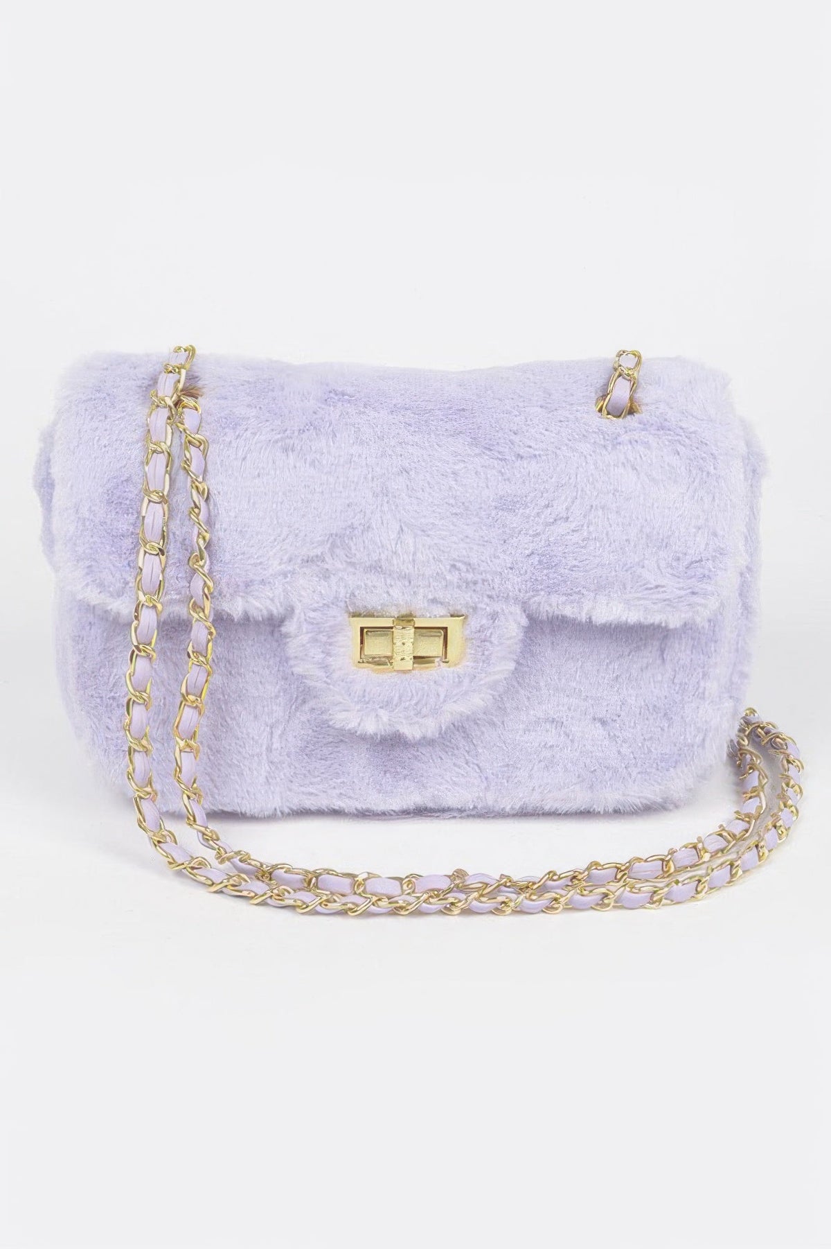 Faux Wool Flap Shoulder Bag
