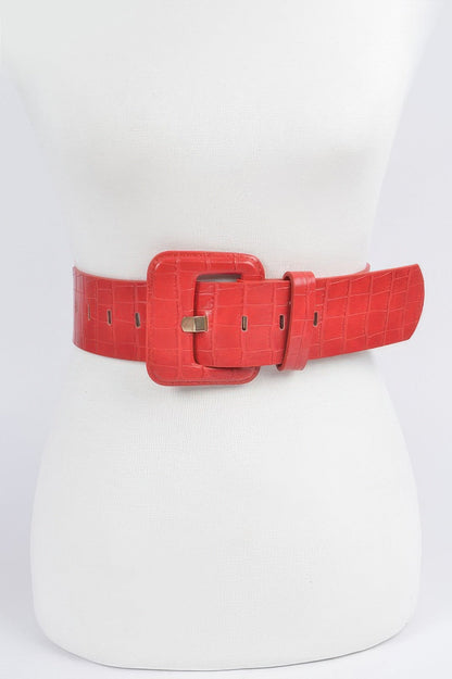 Faux Croc Leather Waist Belt