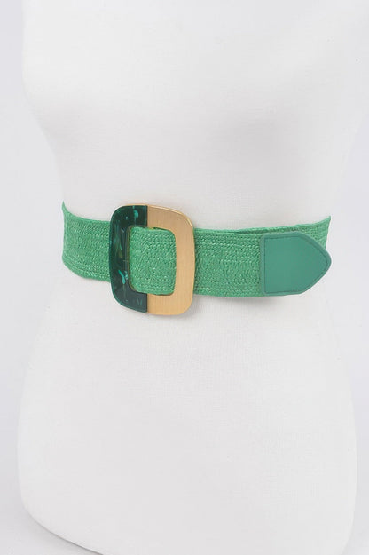 Square Metal Buckle Stretch Belt