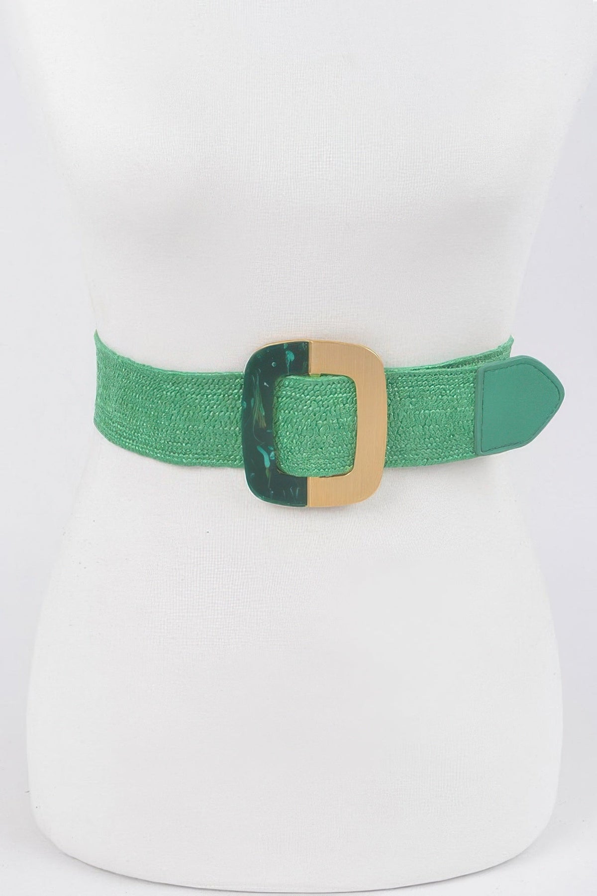 Square Metal Buckle Stretch Belt