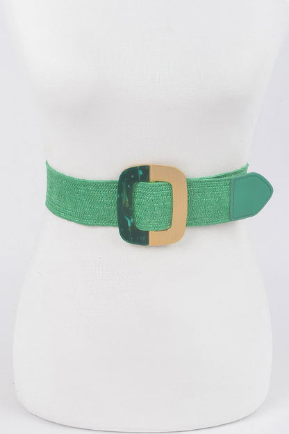 Square Metal Buckle Stretch Belt