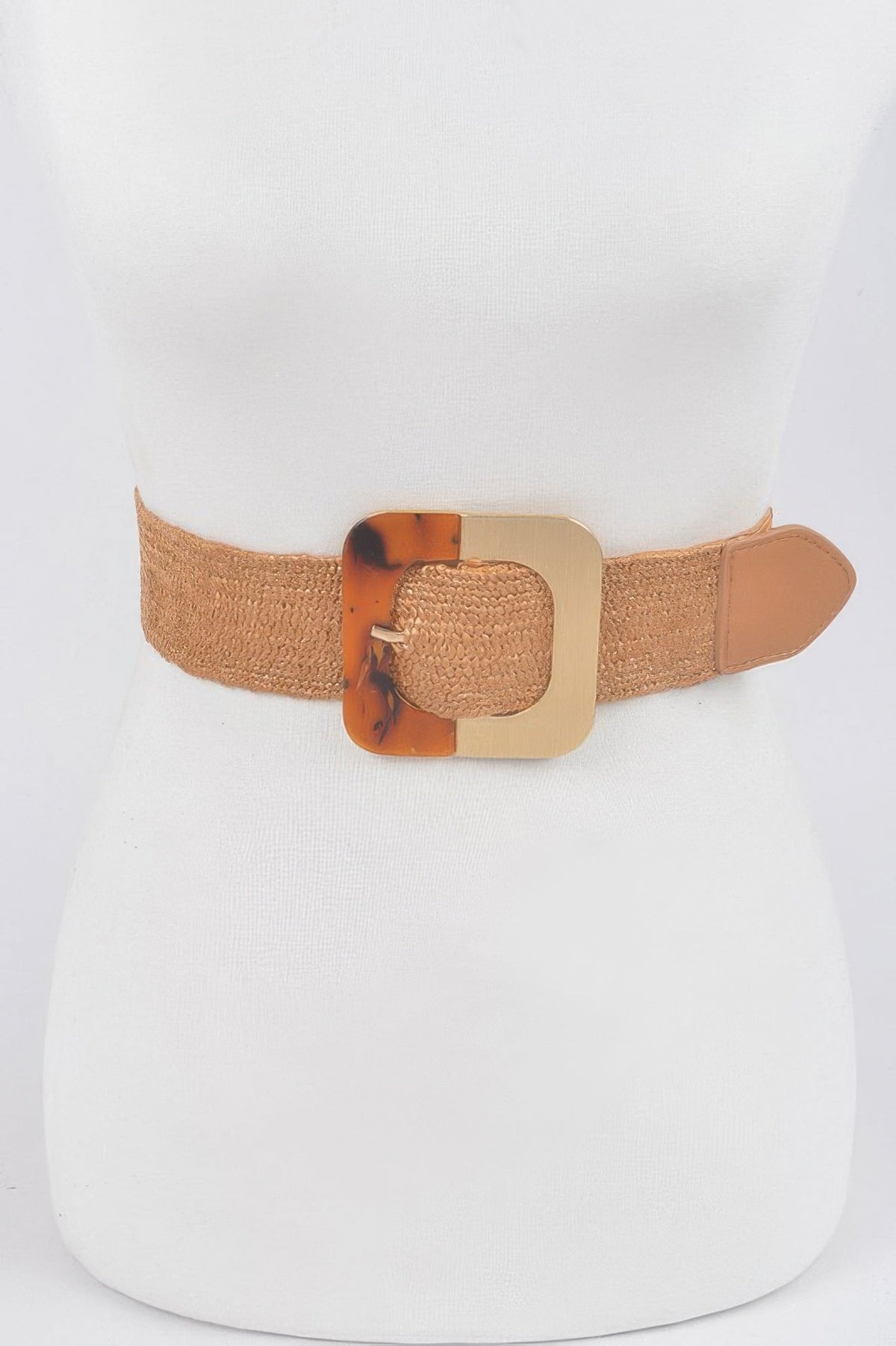 Square Metal Buckle Stretch Belt