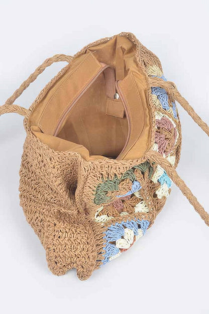 Faux Straw Tote Bag