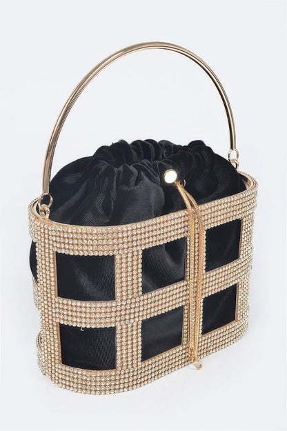 Rhinestone Frame Clutch W/metal Handle