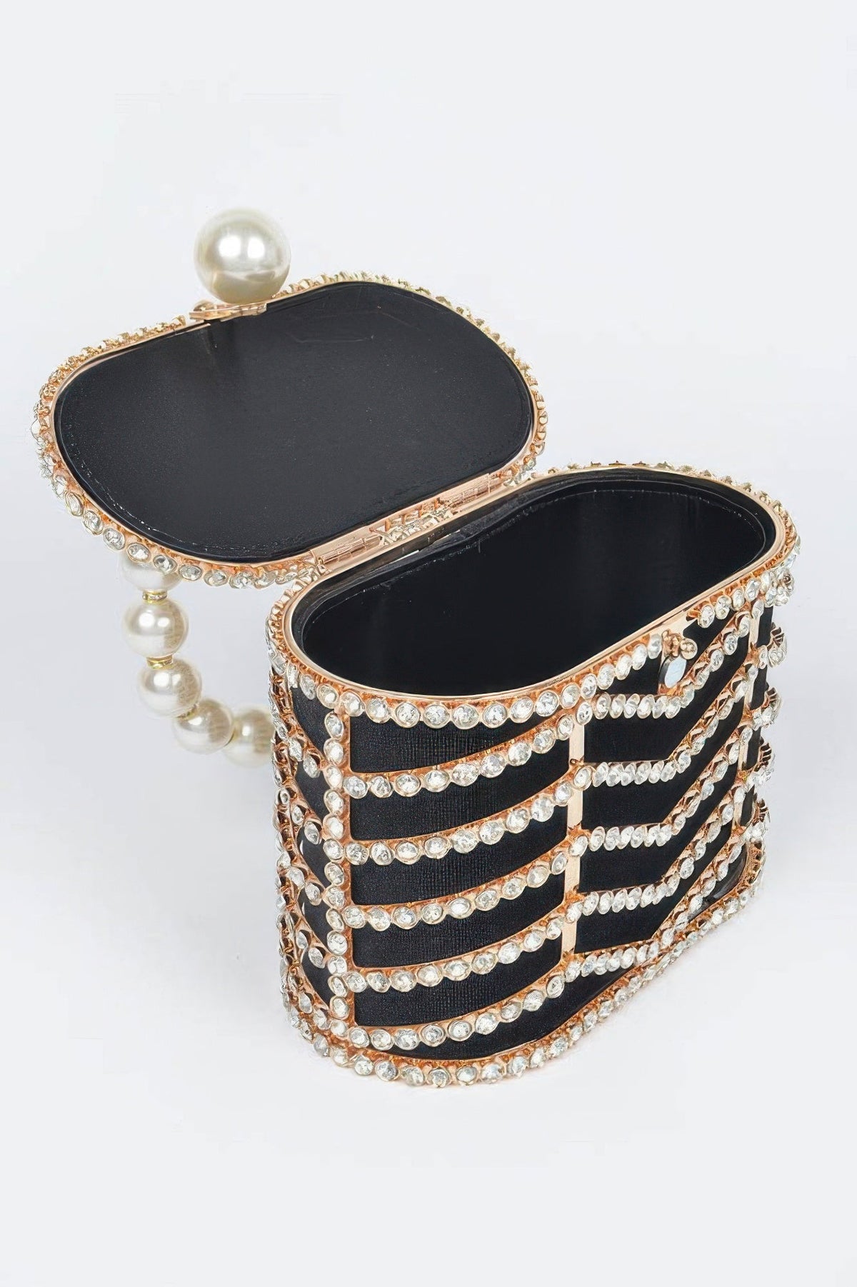 Rhinestone Metal Frame Clutch