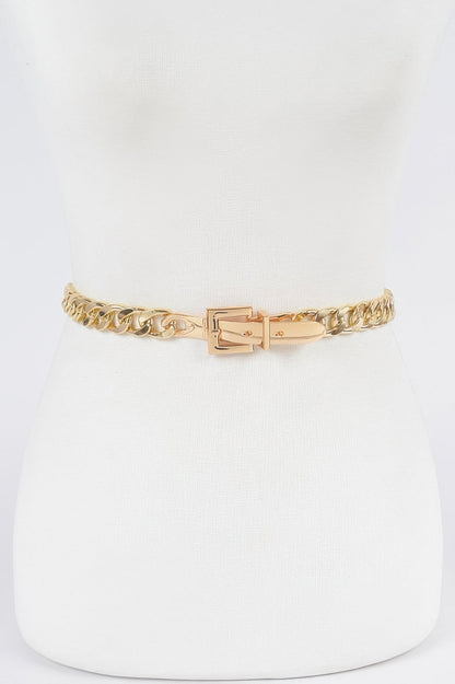 Oversized Chain Buckle Layered Elastic Belt