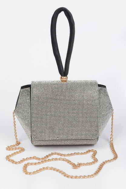Rhinestone Wrist Band Flap Clutch