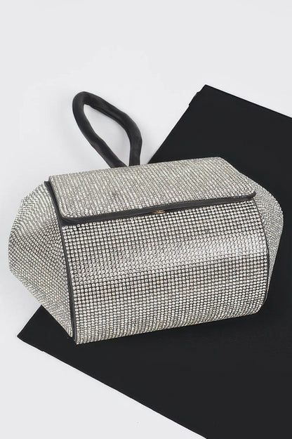 Rhinestone Wrist Band Flap Clutch