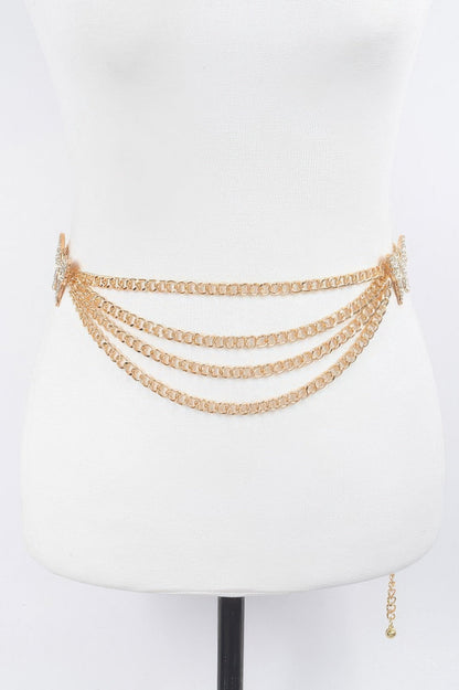 Butterfly Buckle Layered Chain Belt