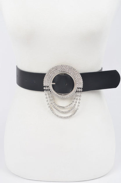Rhinestone Round Buckle Plus Size Belt