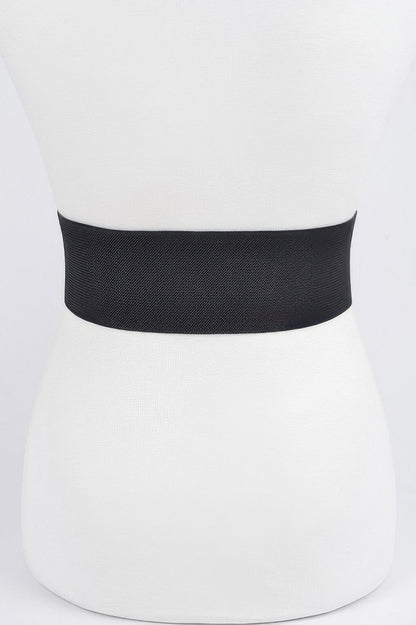 Layered Rhinestone Buckle Plus Size Elastic Belt