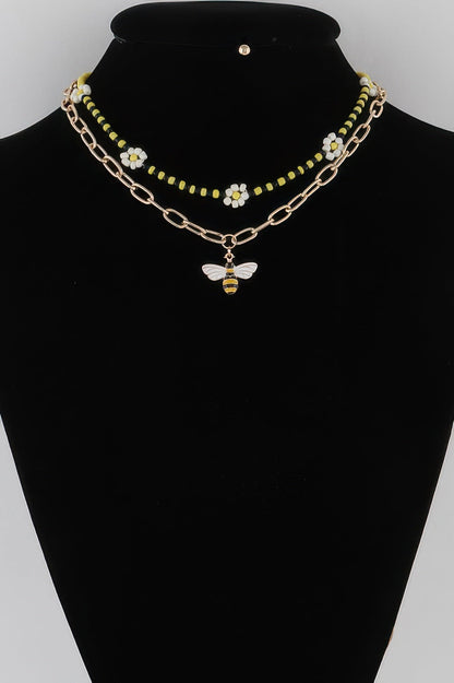 Multi Flower Charms Necklace
