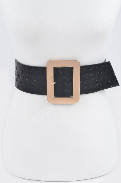 Big Metal Buckle Embossed Belt