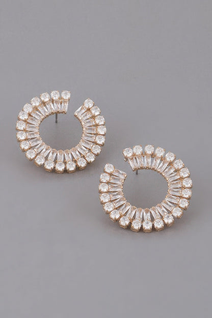 Jeweled Round Stud Earrings