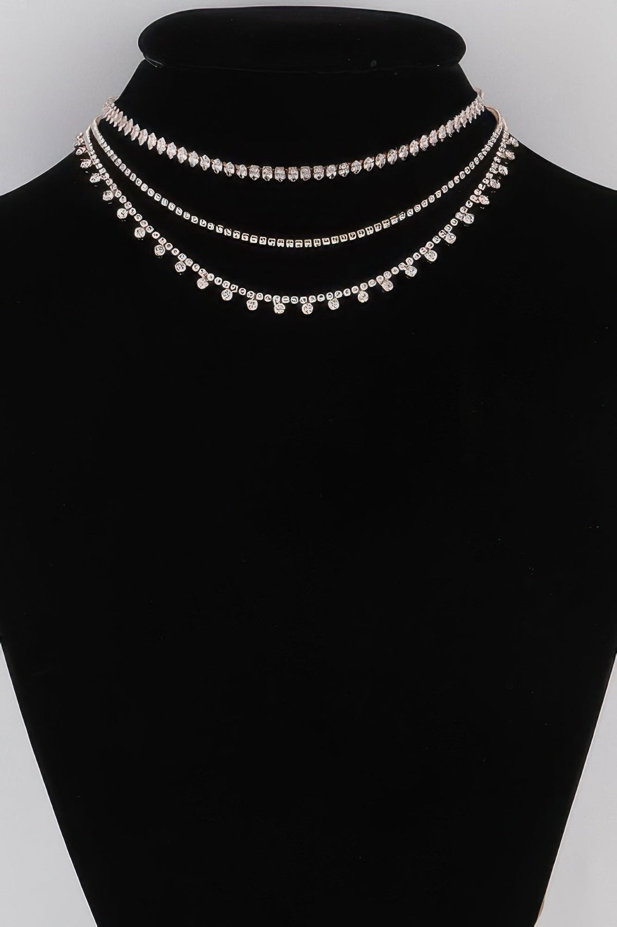 Triple Rhinestone Drop Necklace