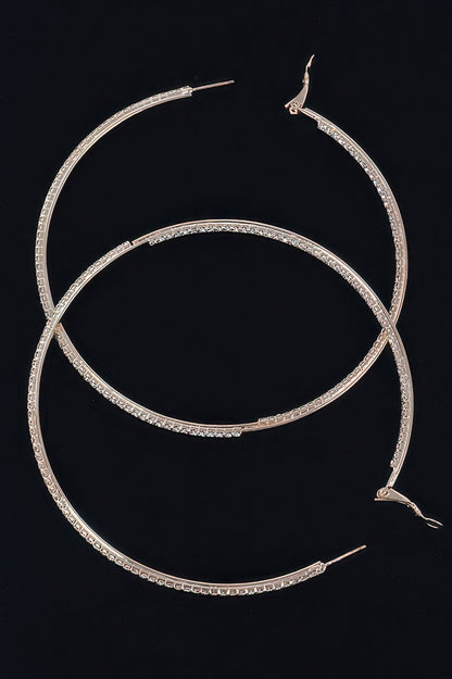 Thin Hoop Earrings With Rhinestone Details.