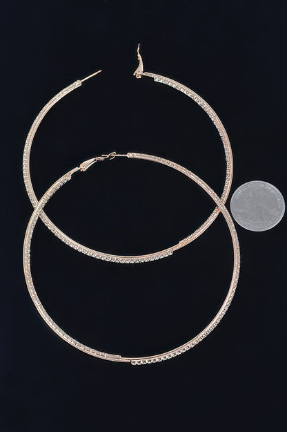 Thin Hoop Earrings With Rhinestone Details.