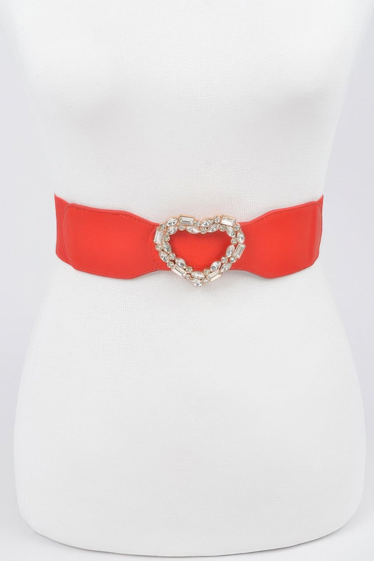 Heart Rhinestone Buckle Elastic Belt