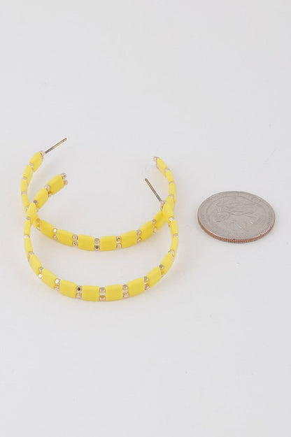 Square Beaded Hoop Earrings