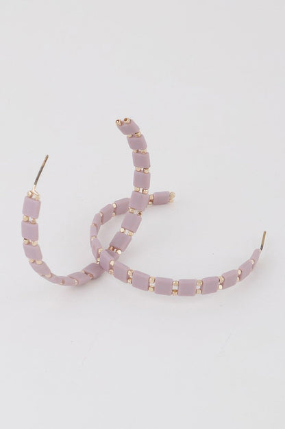 Square Beaded Hoop Earrings