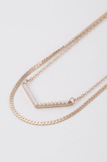 Pearled V Necklace