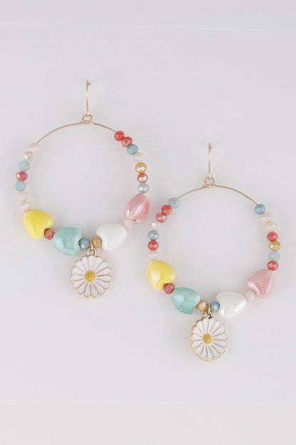 Open Beaded Flower Earrings