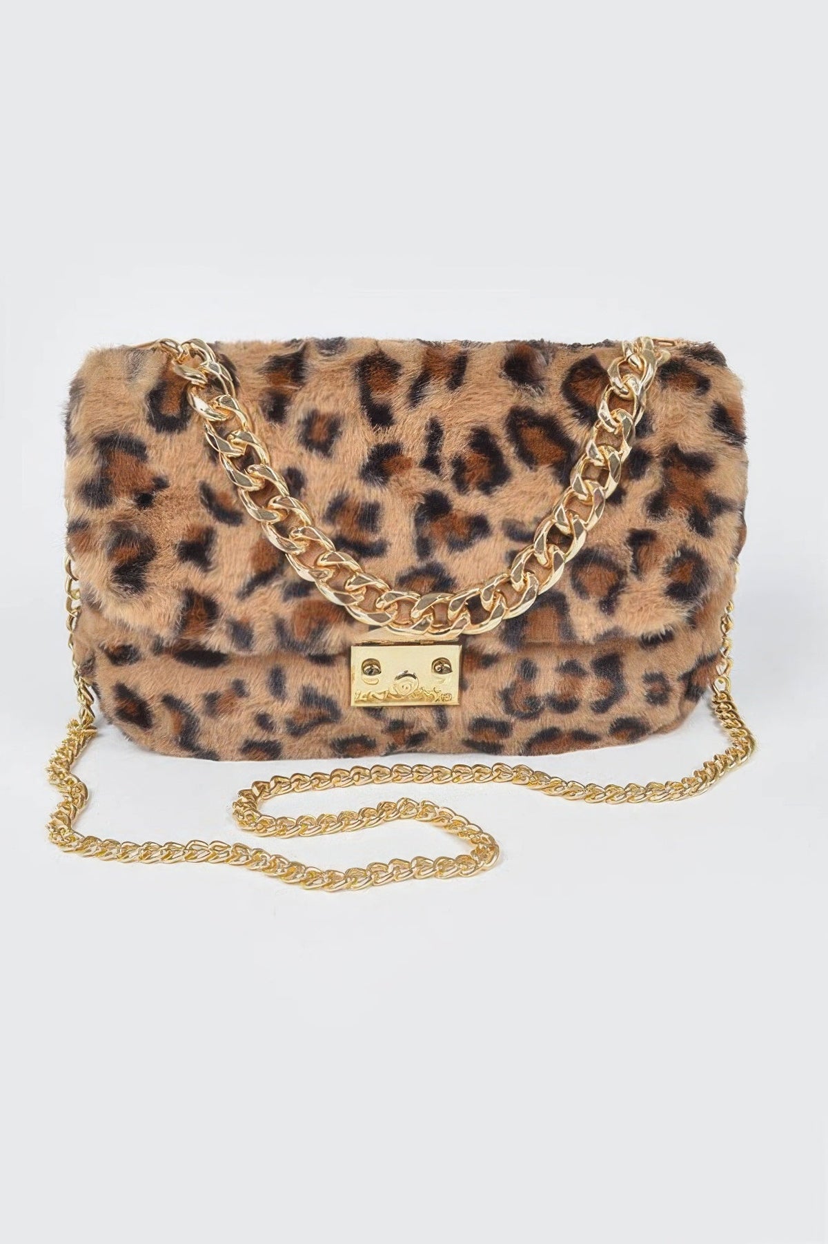 Faux Leo Fur Shoulder Bag