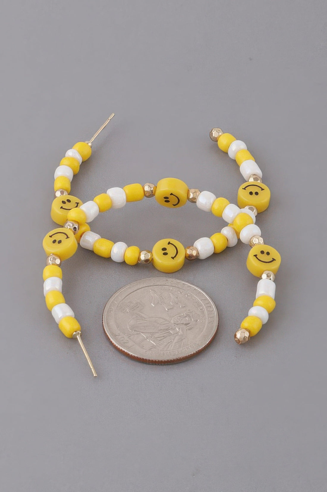 Beaded Smiley Face Hoop Earrings
