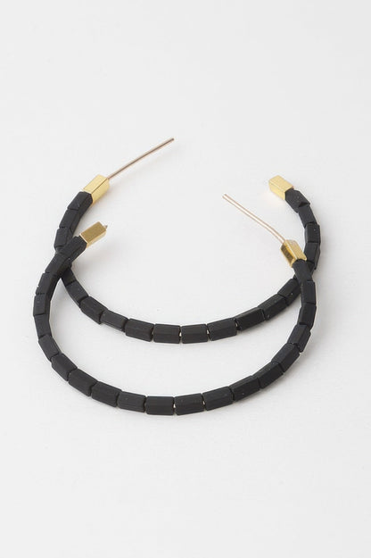 Beaded Clay Hoop Earrings