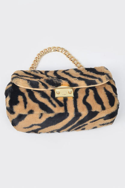 Statement-Making: tiger Print Textured Shoulder Bag