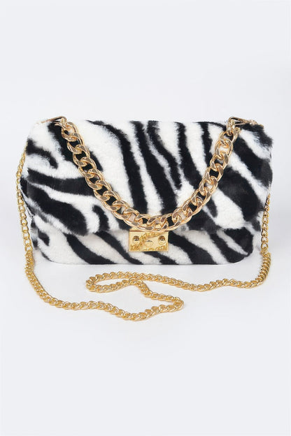 Statement-Making: tiger Print Textured Shoulder Bag