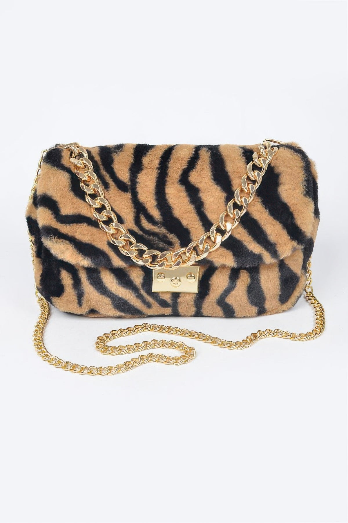 Statement-Making: tiger Print Textured Shoulder Bag
