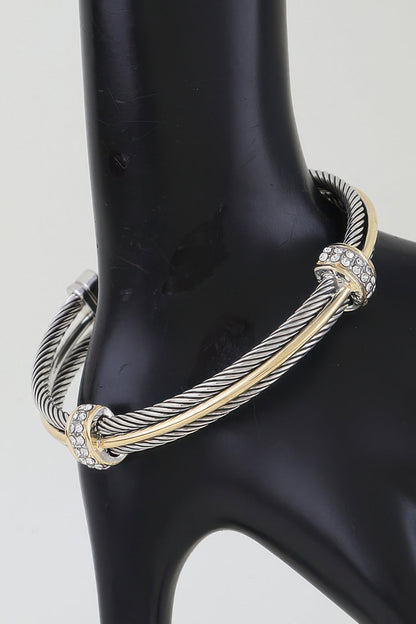Bejeweled Multi Twisted Open Cuff Bracelet