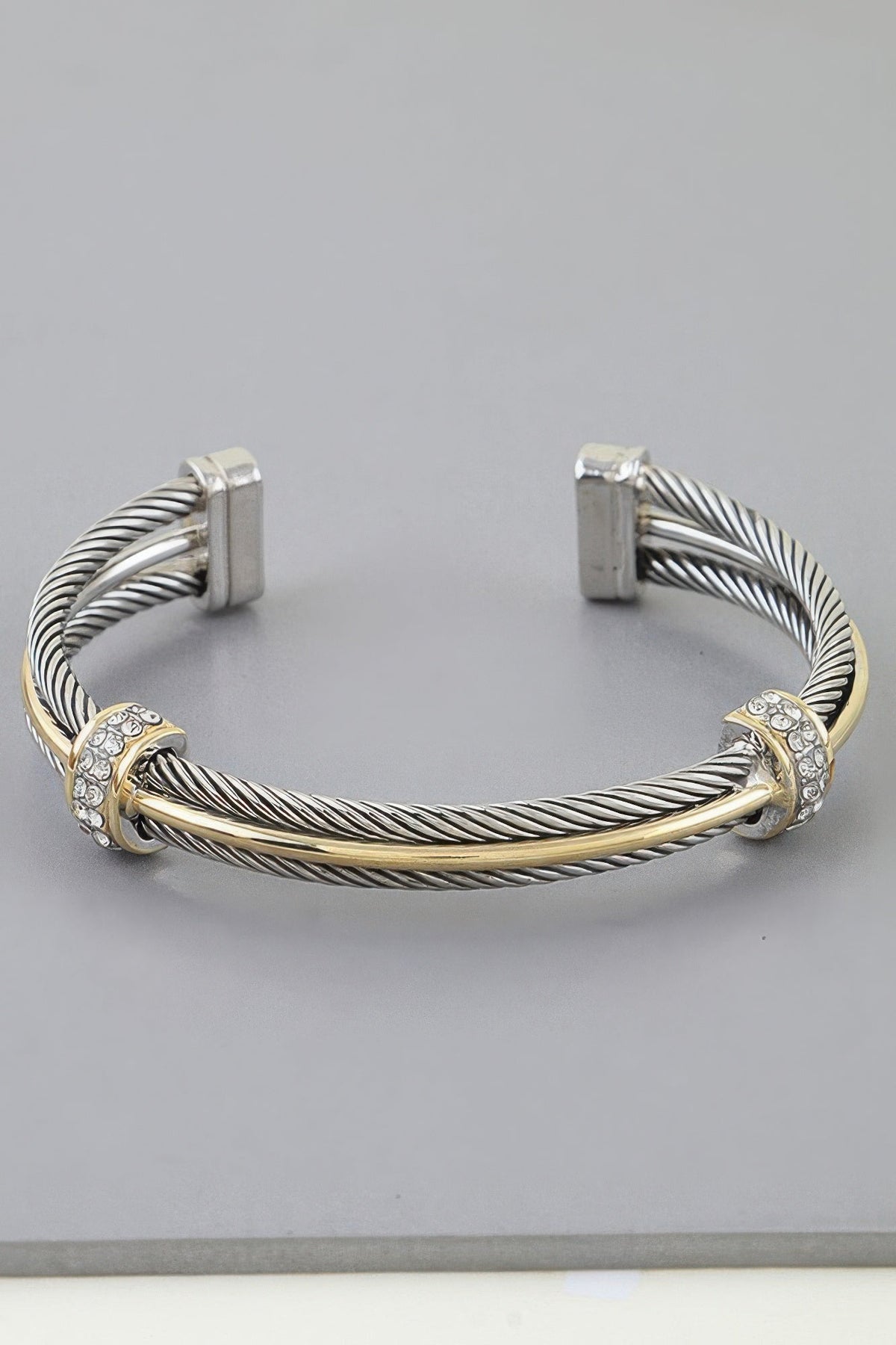 Bejeweled Multi Twisted Open Cuff Bracelet