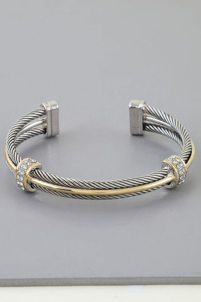Bejeweled Multi Twisted Open Cuff Bracelet