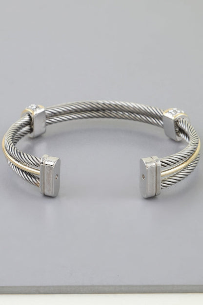 Bejeweled Multi Twisted Open Cuff Bracelet